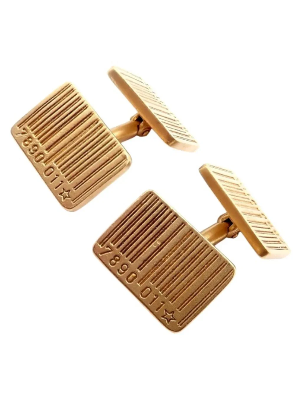 Rare! H. Stern 18k Yellow Gold UPC Bar Code Cufflinks